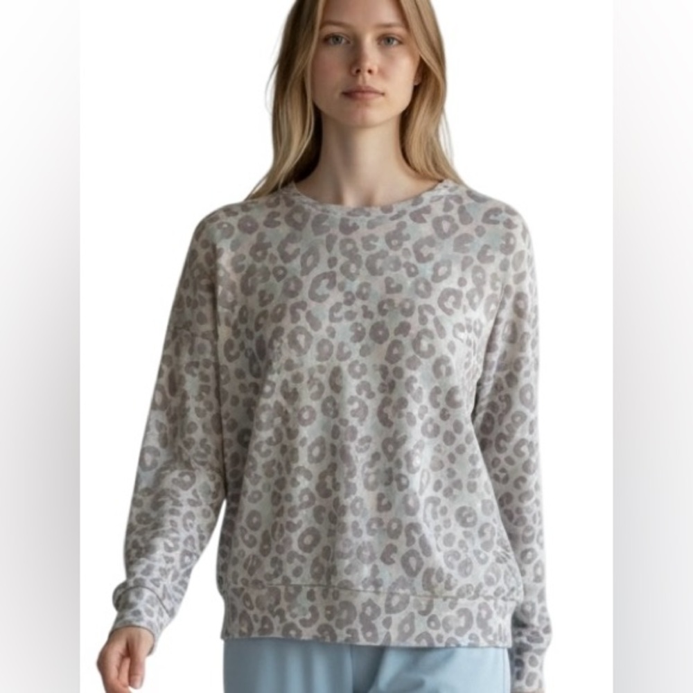 PJ Salvage Pastel Leopard Lounge Top Size Medium